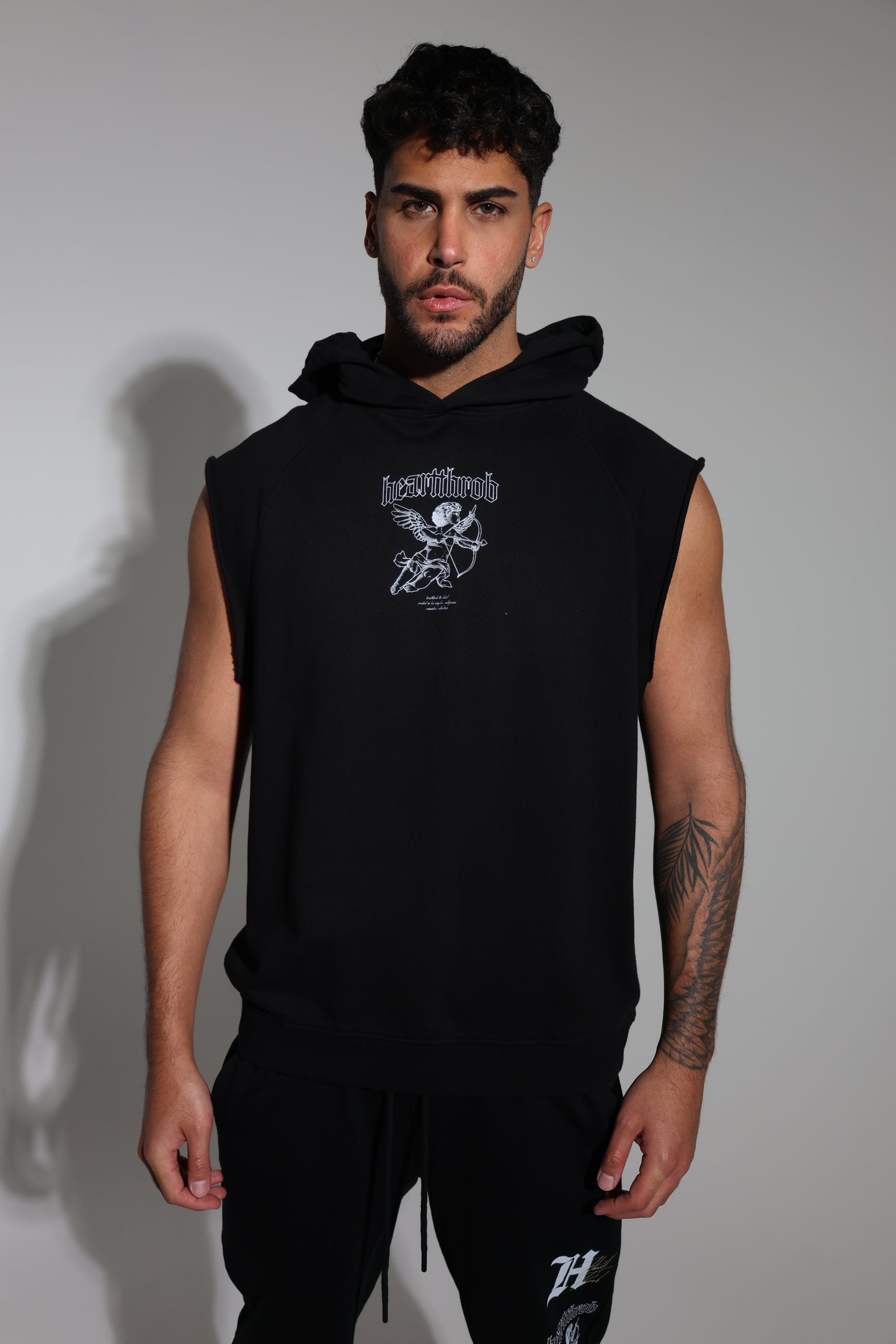 "Cherub" Sleeveless Hoodie (Faded Black)