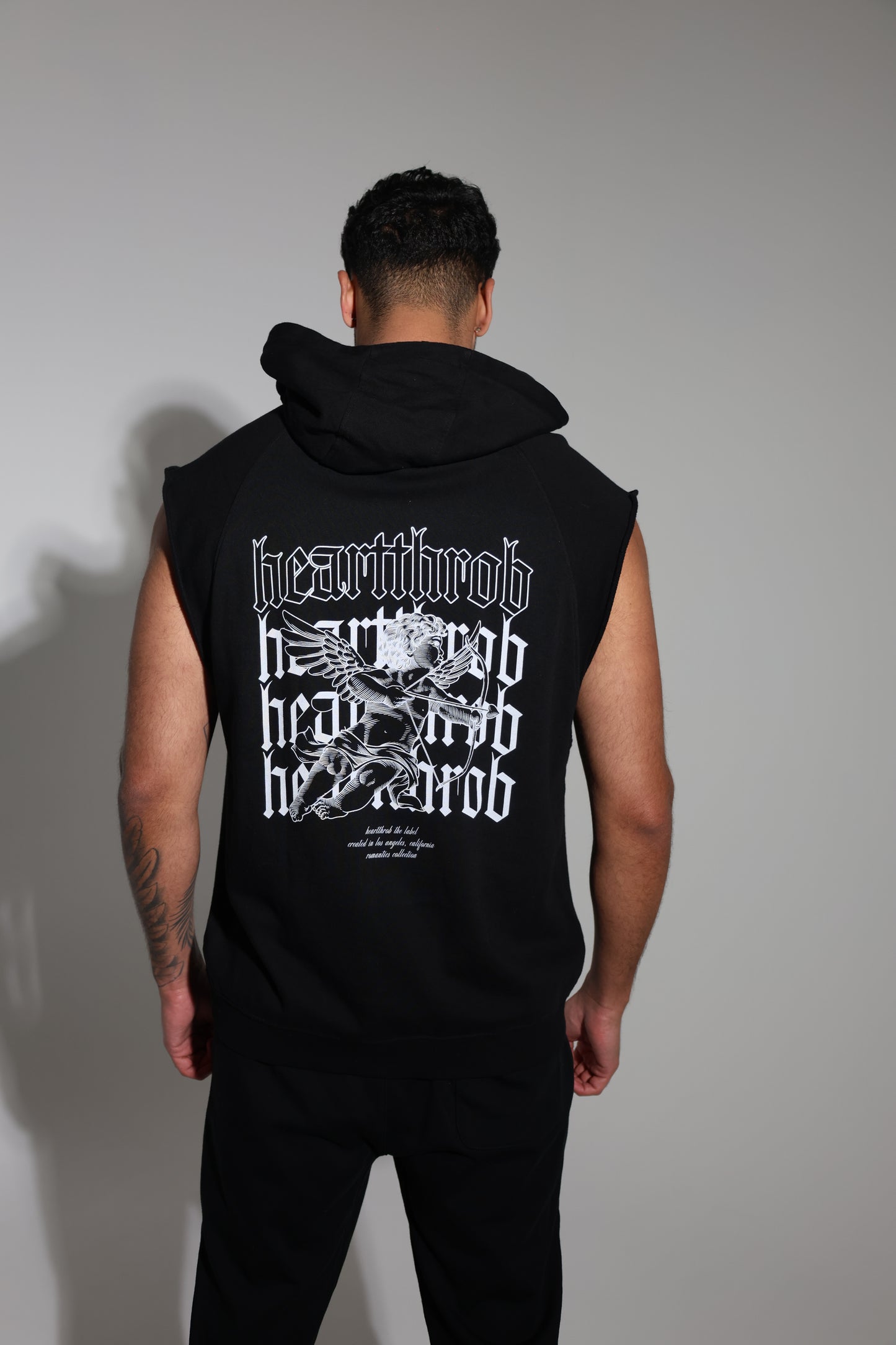 "Cherub" Sleeveless Hoodie (Faded Black)