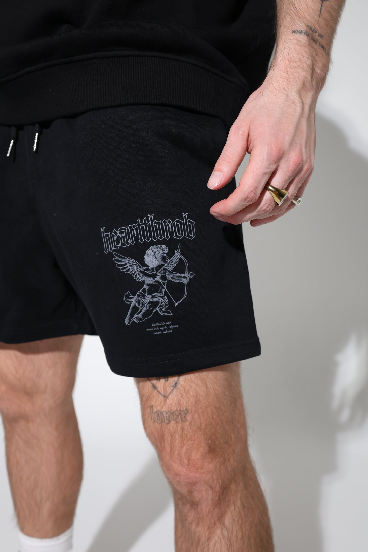 "Cherub" Heavyweight Fleece Shorts (Black)