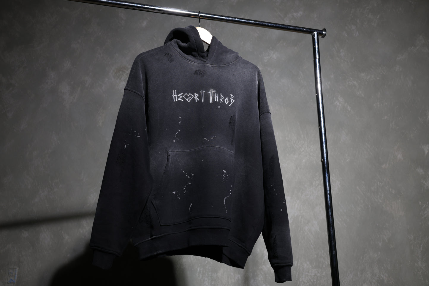 "Title Track" Stone Wash Hoodie (Chrome Black)