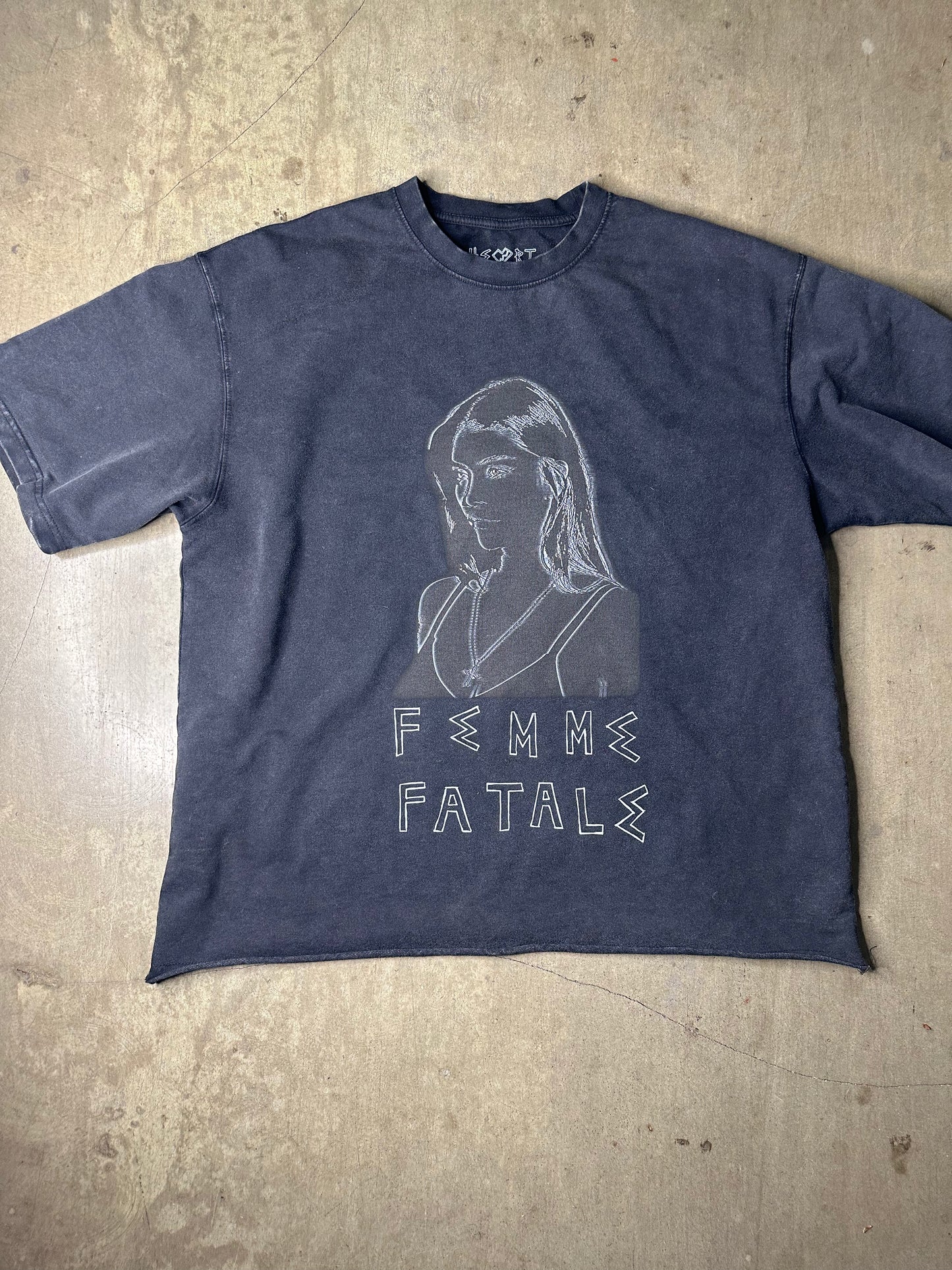 "Femme Fatale" Washed Raw Hem Tee