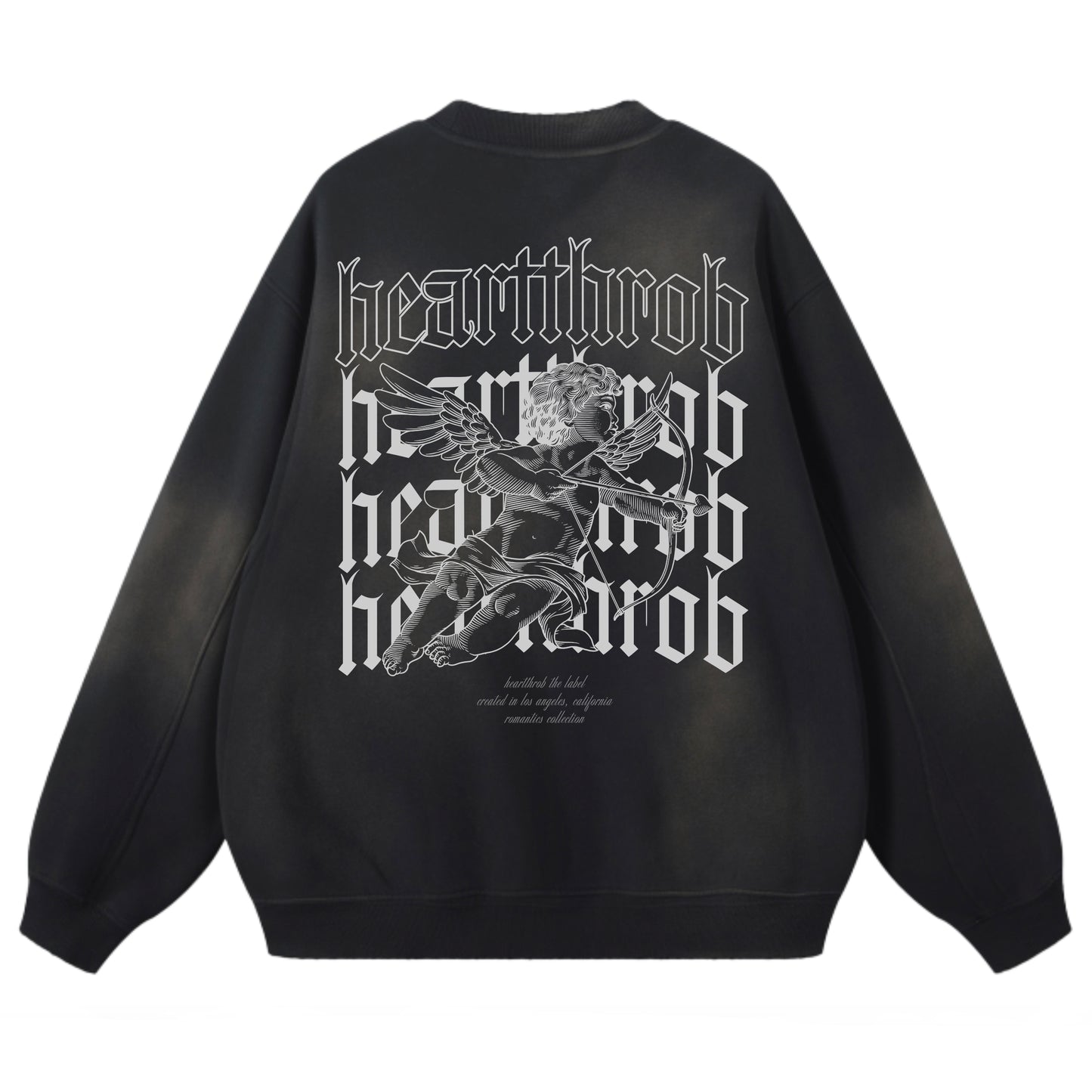 "Cherub" Stone Washed Fleece Pullover (Black)
