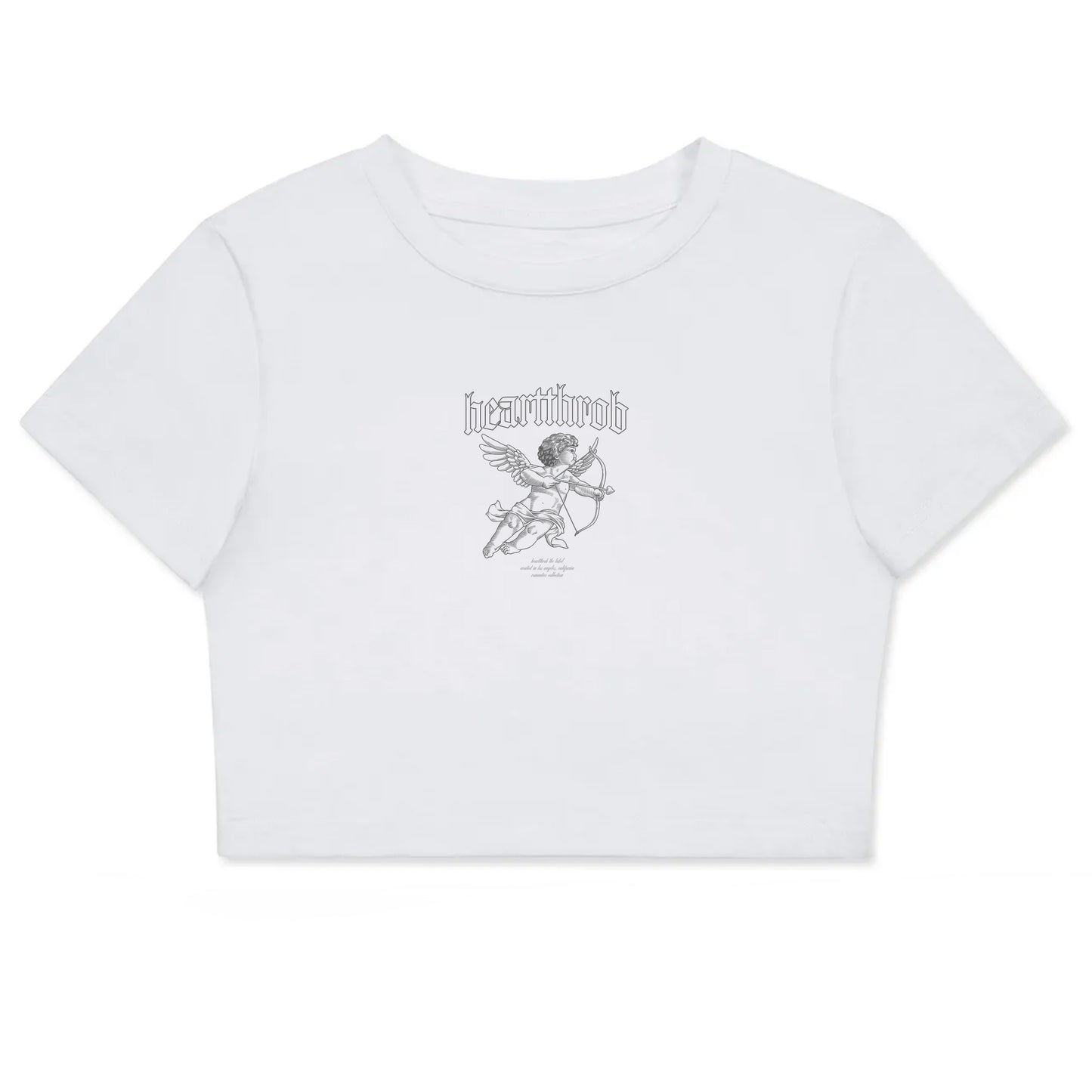 "Cherub" Fitted Crop Tee (White Version 1)