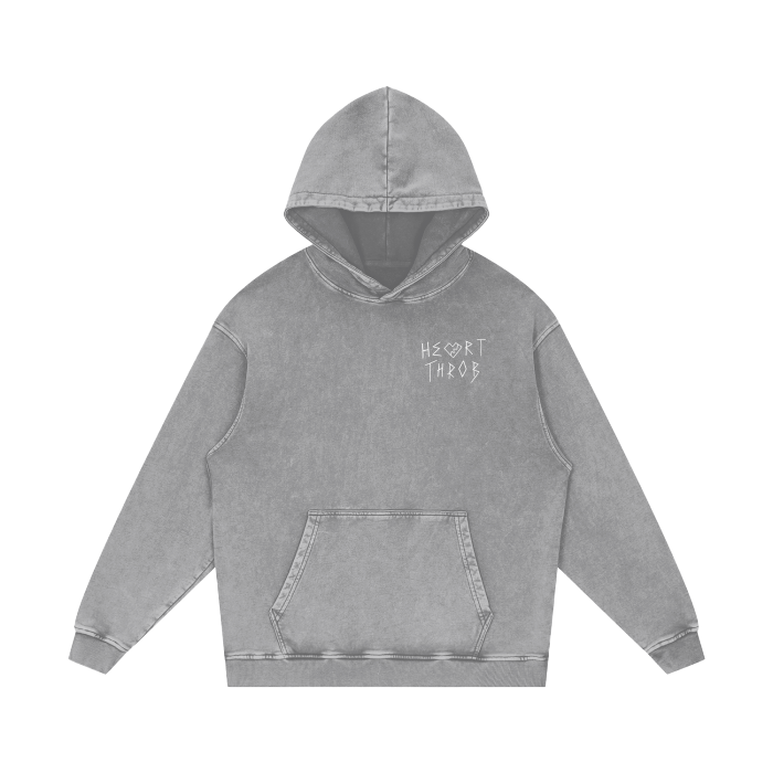 "Title Track" Acid Wash Hoodie (Grey)