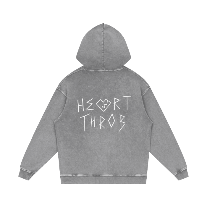 "Title Track" Acid Wash Hoodie (Grey)