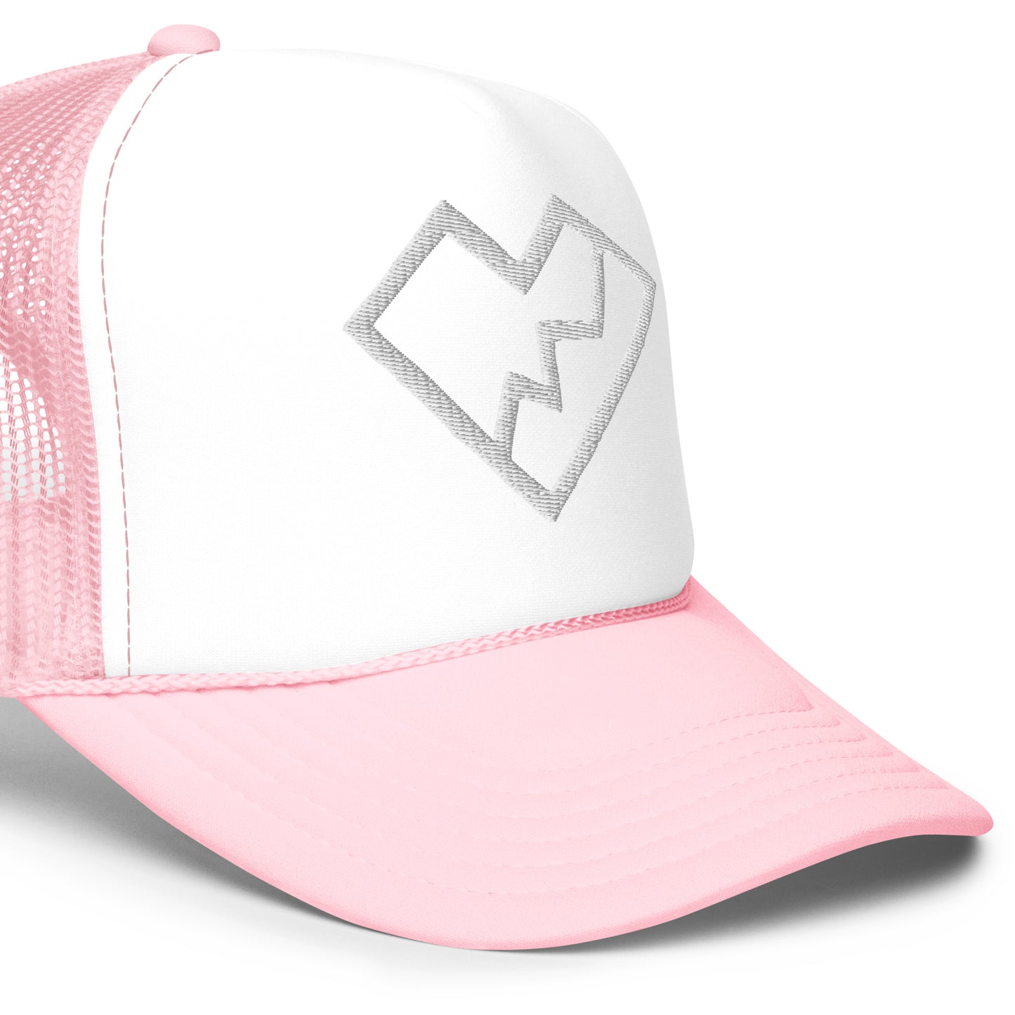 "Heartless" 3D Puff Embroidered Trucker Hat (Pink/White)