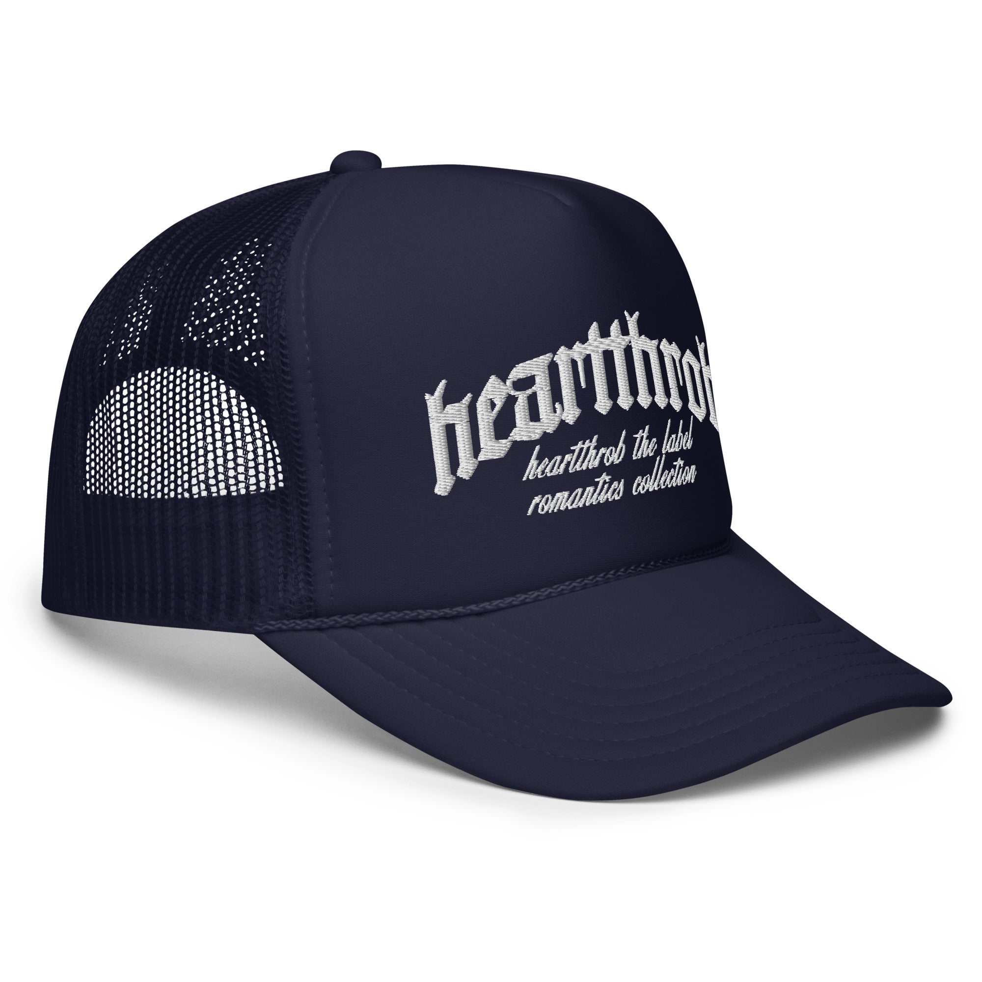 Slogan Statement High-Crown Trucker Hat - Navy