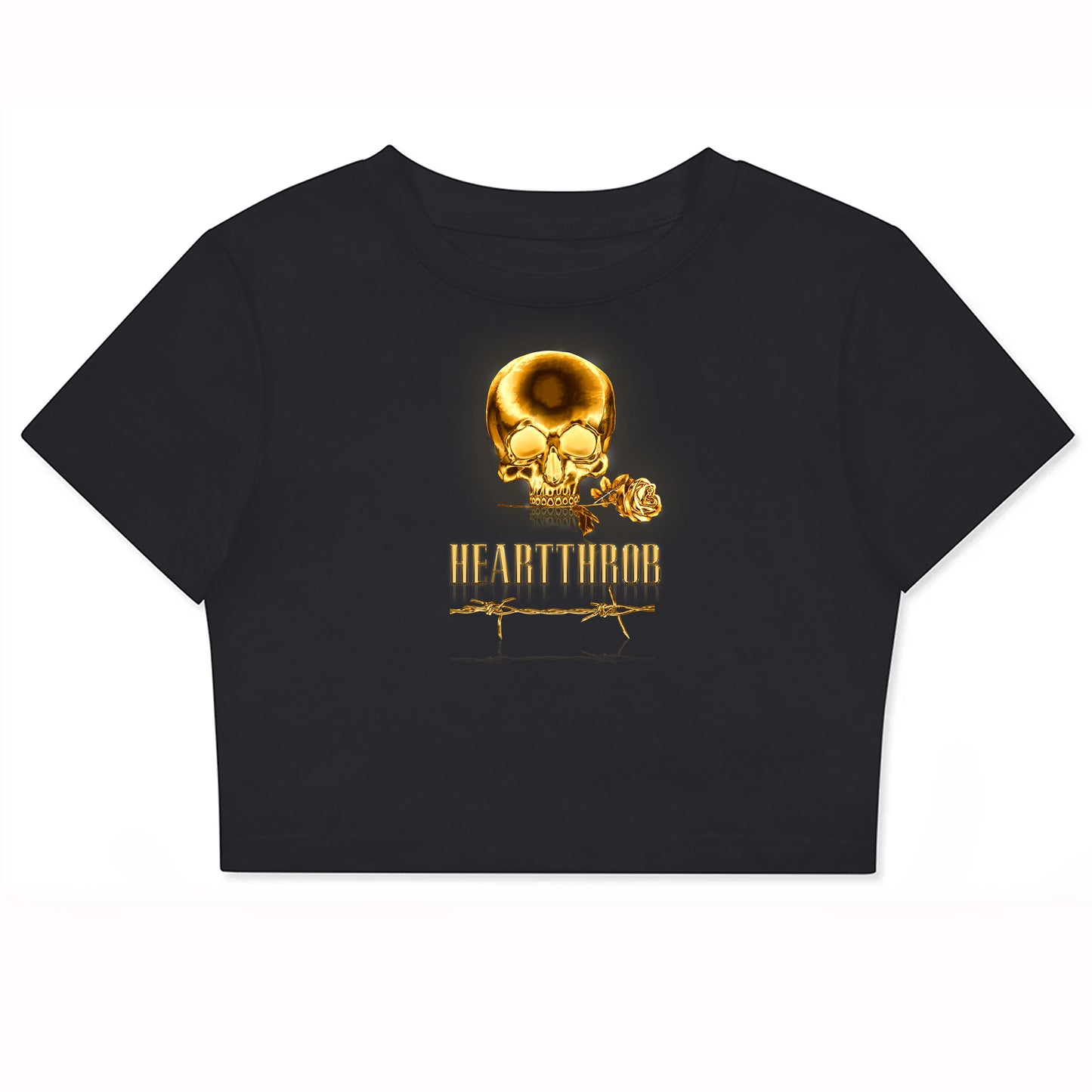 "Love N' Destruction" Women's Fitted Crop Tee (Gold)