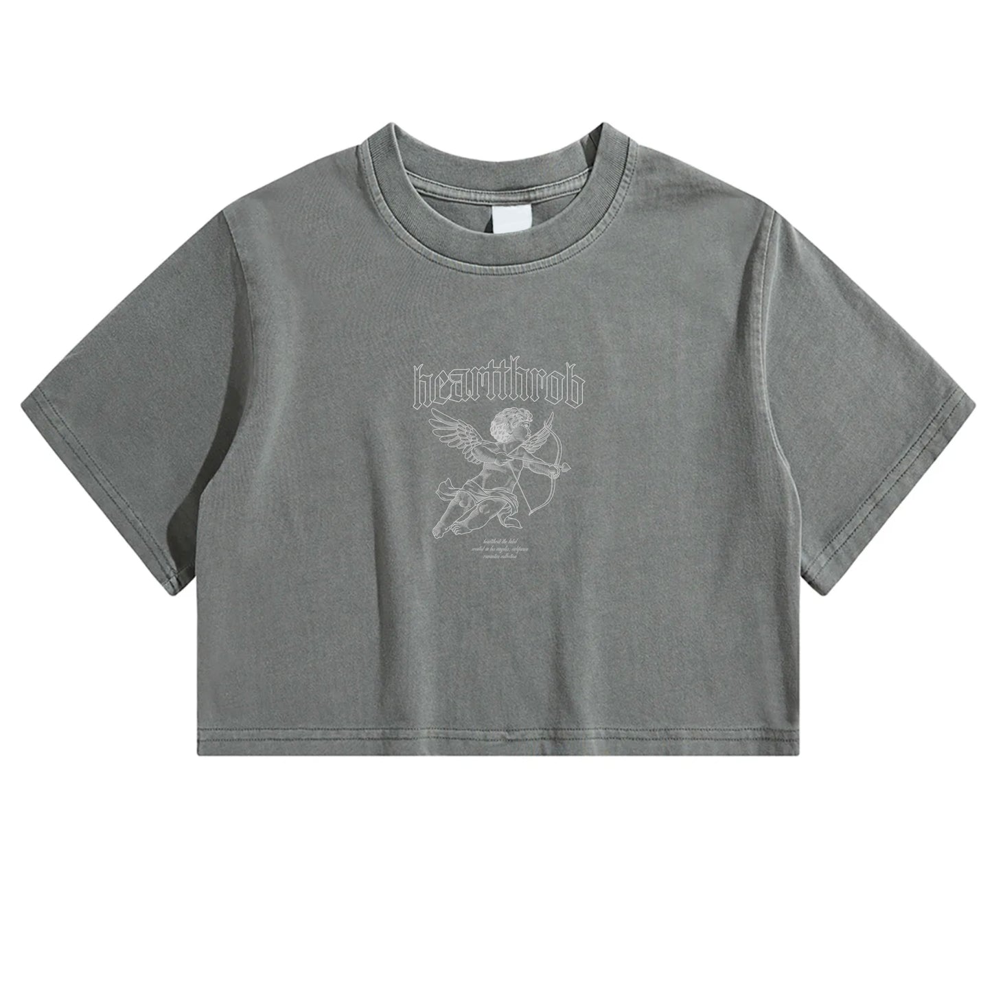 "Cherub" Washed Crop-Top (Dark Grey)