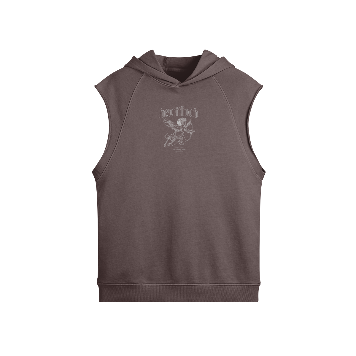 "Cherub" Sleeveless Hoodie (Faded Brown)
