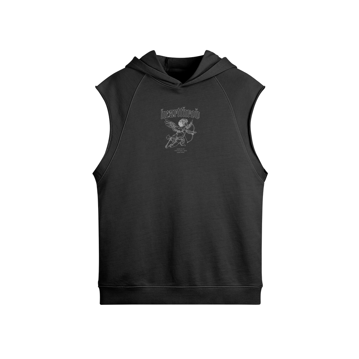 "Cherub" Sleeveless Hoodie (Faded Black)