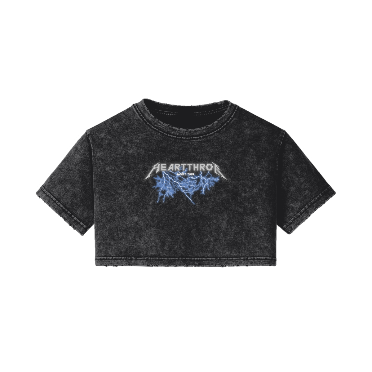 "World Tour" Women's Distressed Crop Top (Black)