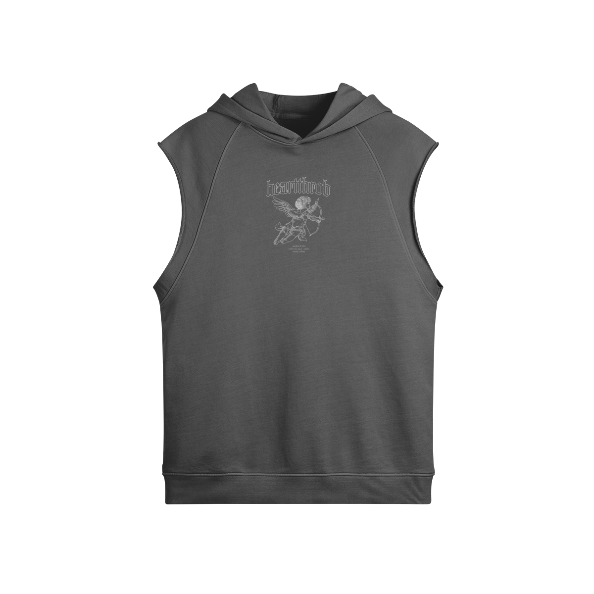 "Cherub" Sleeveless Hoodie (Faded Dark Grey)