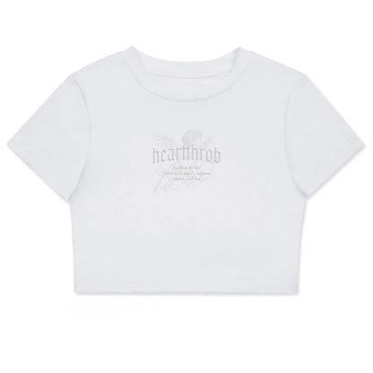 "Cherub" Fitted Crop Tee (White Version 2)