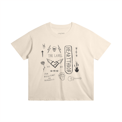 "Hand Drawn Doodle" T-Shirt (Beige)