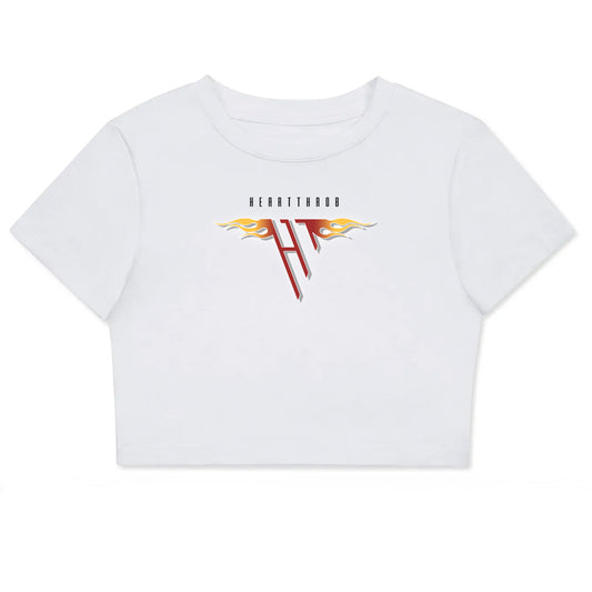 "Runnin' with the Devil" Women's Fitted Crop Tee (White)